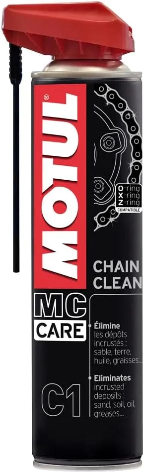 Illustration de l'article "Motul Chain Clean : test du nettoyant chaîne moto dégraissant" sur Mécanique